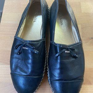 Prada Cap-Toe Leather Espadrille Size 40